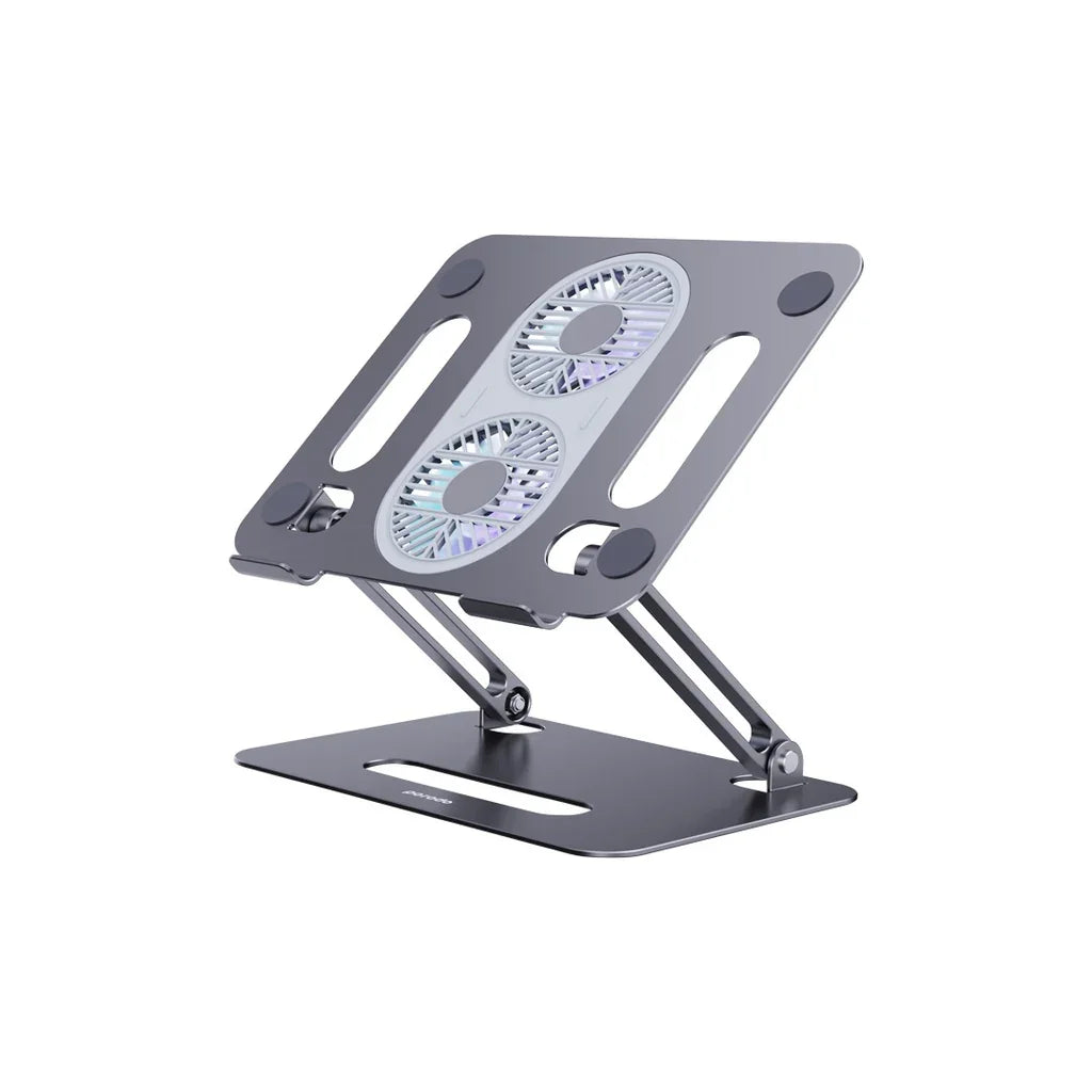 Porodo Alum. Alloy Adjustable Laptop Stand with Cooling Fan- Grey - Tashqila Porodo Alum. Alloy Adjustable Laptop Stand with Cooling Fan- Grey - Tashqila